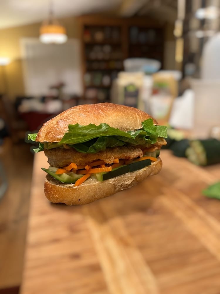 Sourdough Sub Sandwich Bread with sourdough breaded chicken